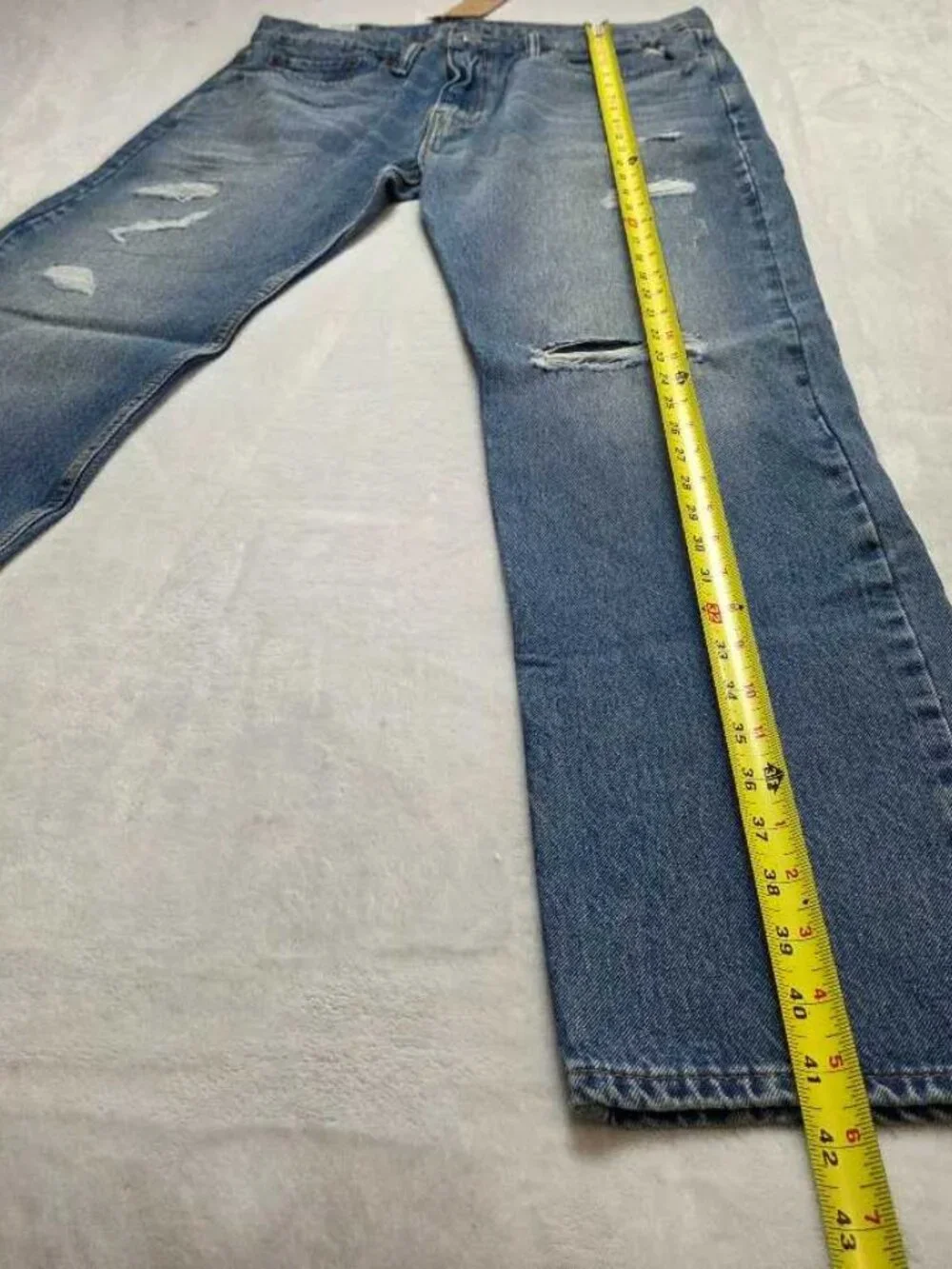 New 36x34 Levi's 502 regular taper Warp Stretch ripped jeans in Broom Tree Denim
